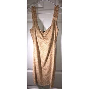 Windsor Dress Cottagecore Yellow Smocked Elastic Ruffle Straps Size M